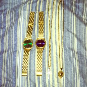 Nixon watches, gold gods chains
